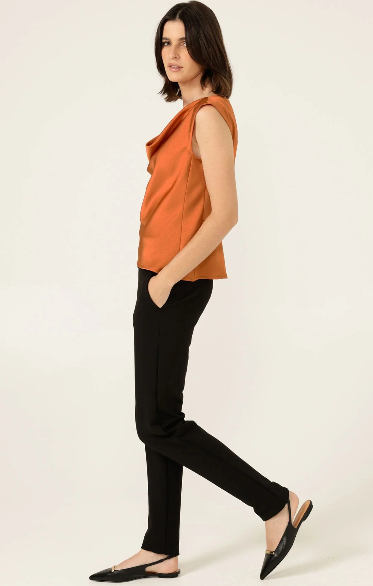 LUXE COWL BIAS TOP IN COPPER - Image 9