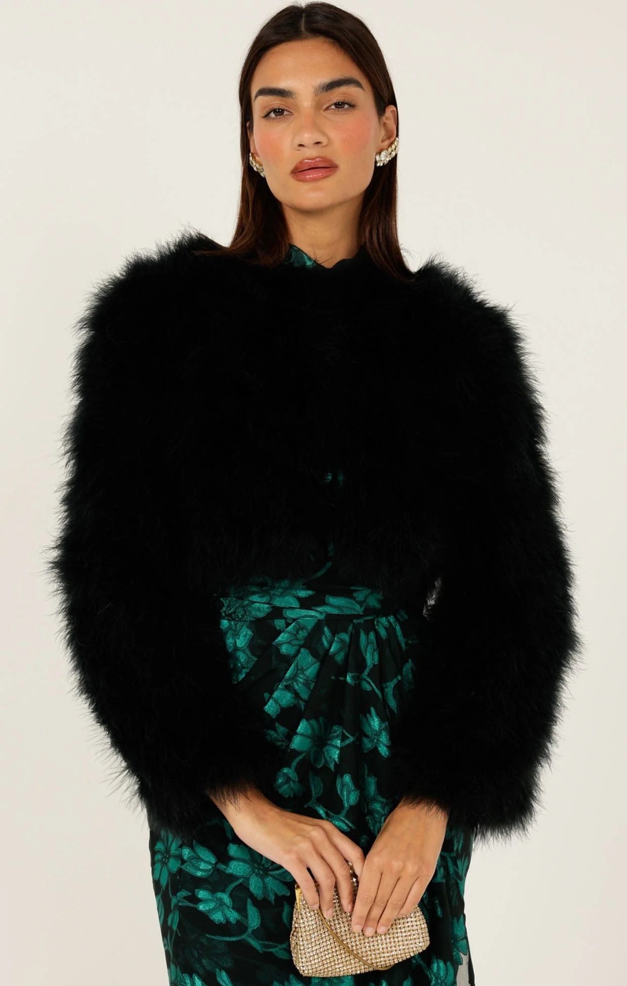 LUXE FEATHER JACKET IN BLACK - Image 3