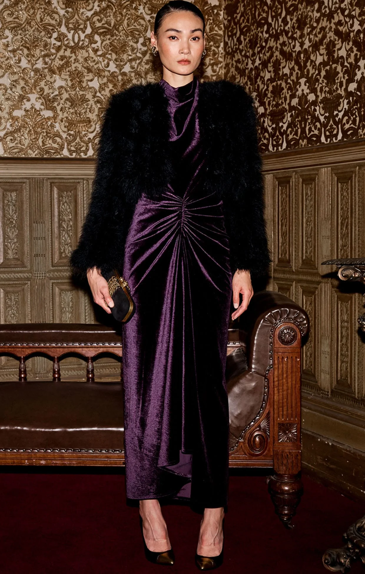 LUXE FEATHER JACKET IN BLACK - Image 4
