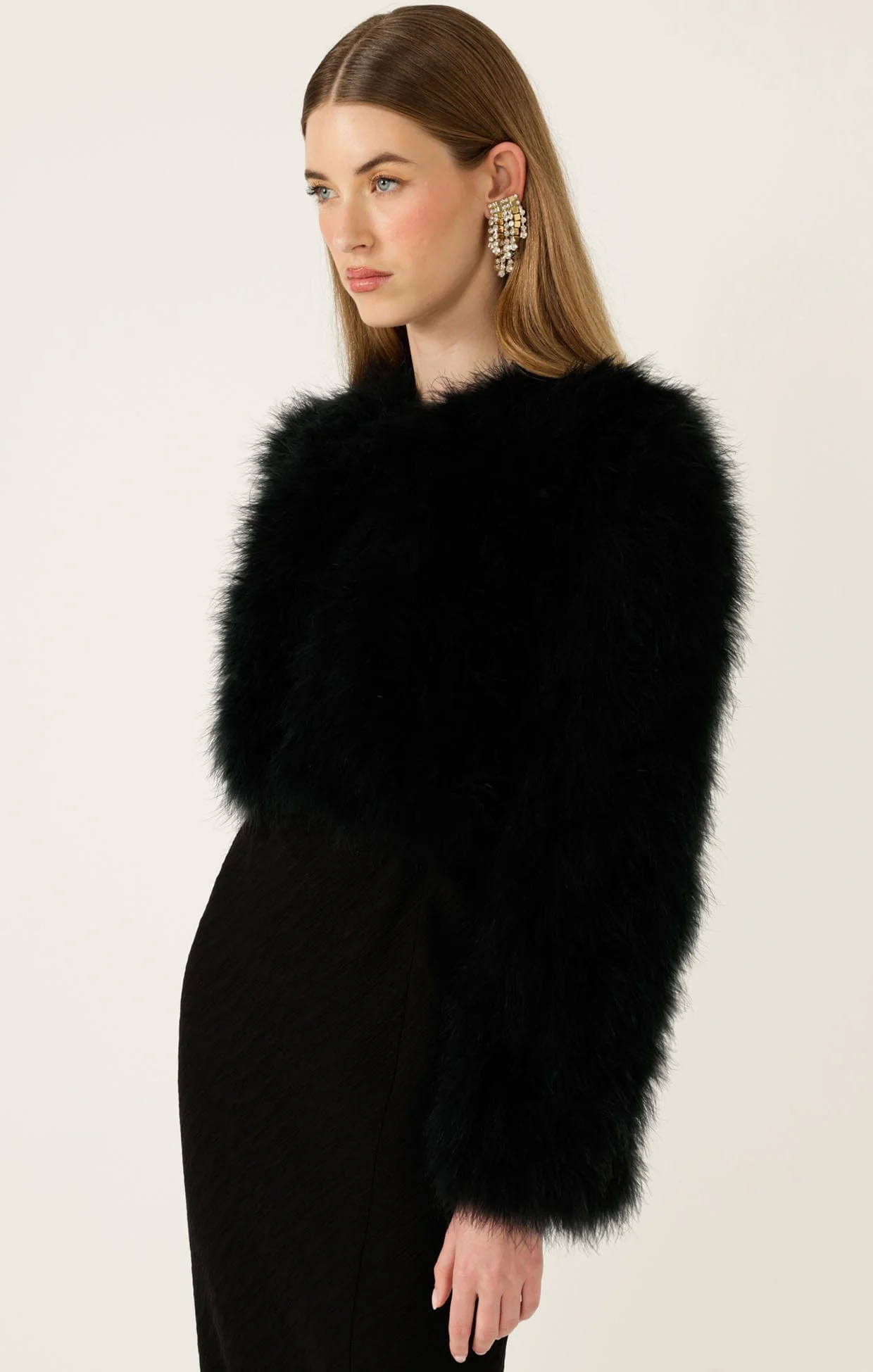 LUXE FEATHER JACKET IN BLACK - Image 7