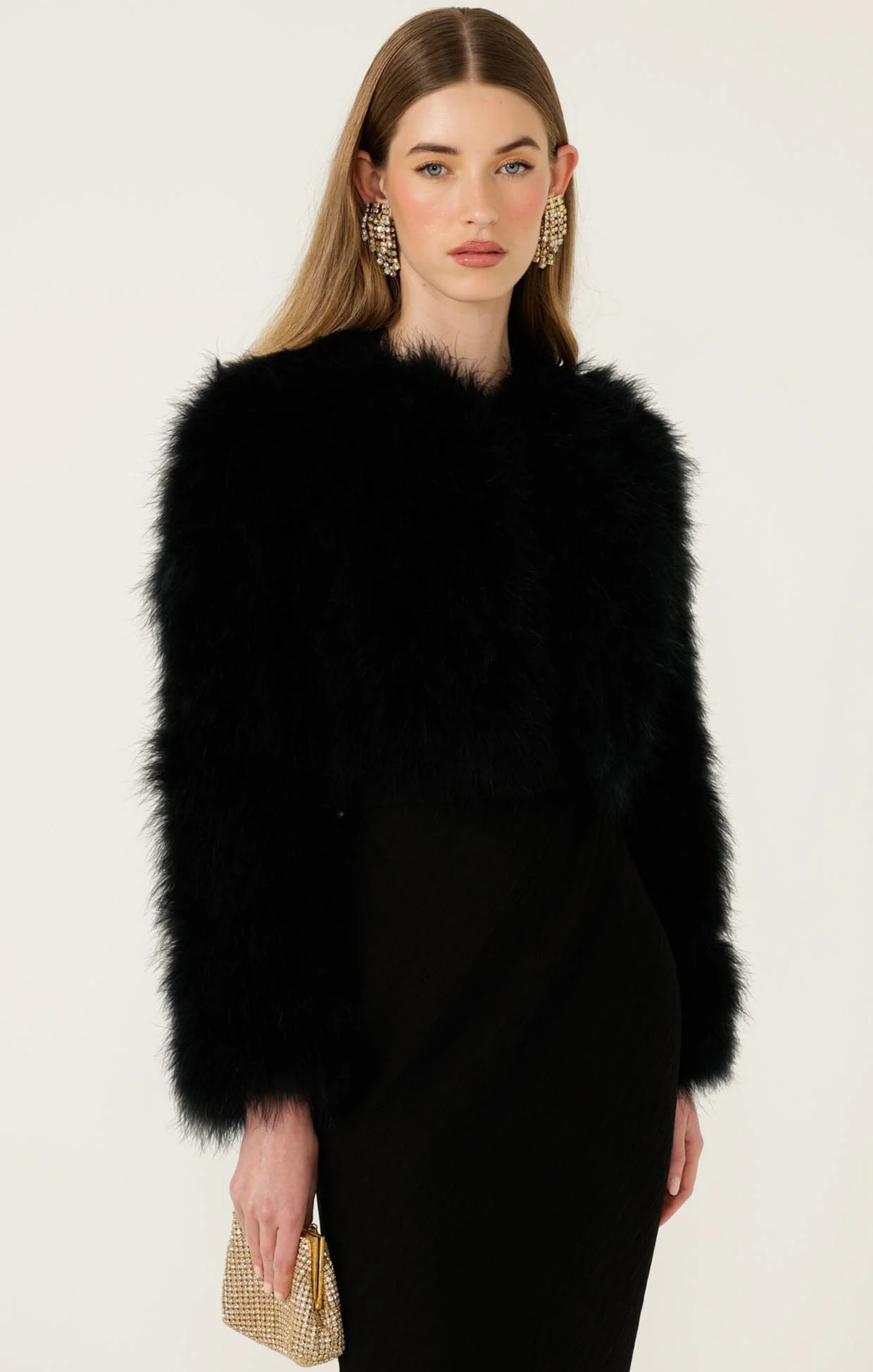 LUXE FEATHER JACKET IN BLACK - Image 8