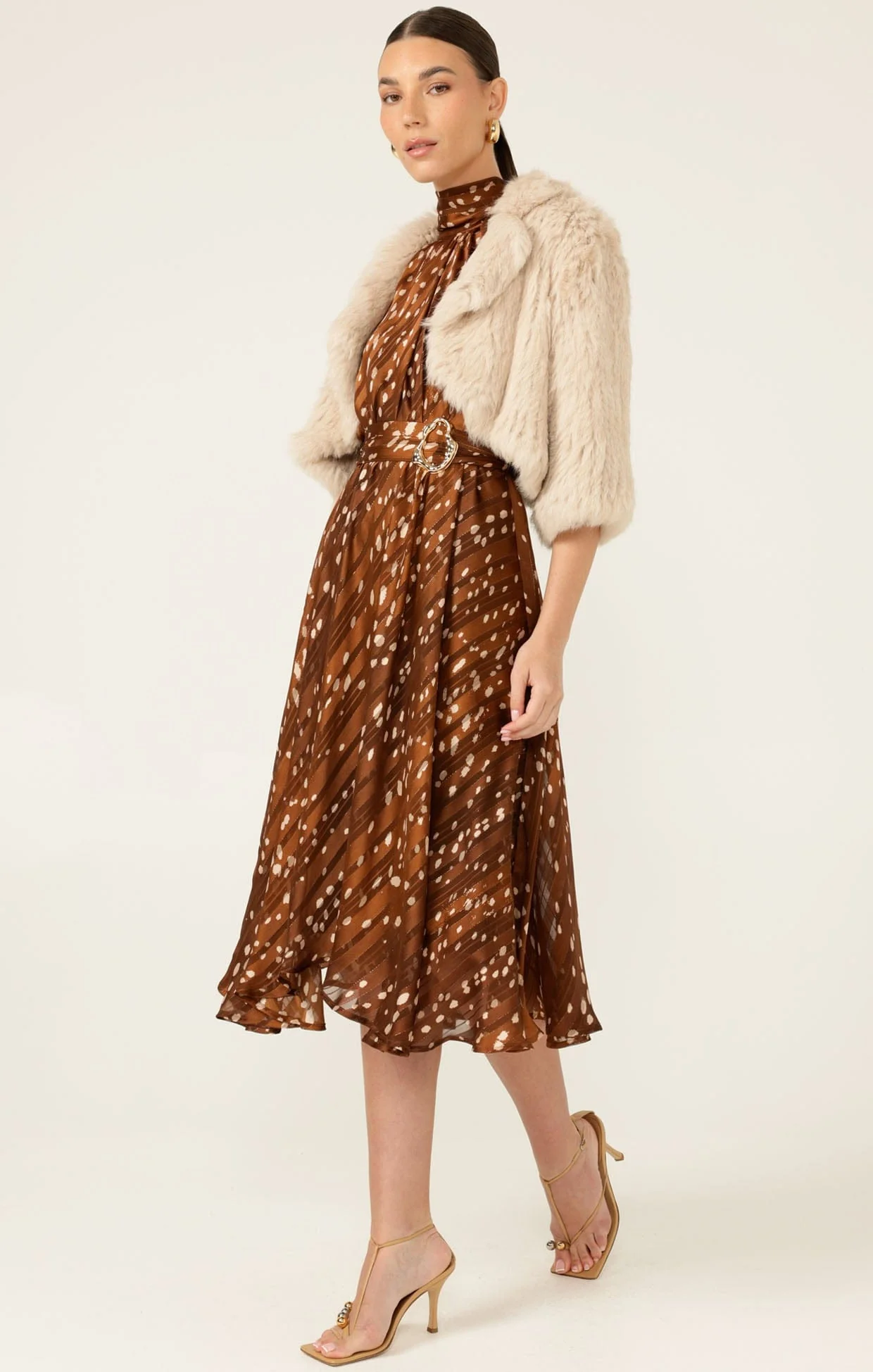 LUXE FUR BOLERO IN OATMEAL - Image 13