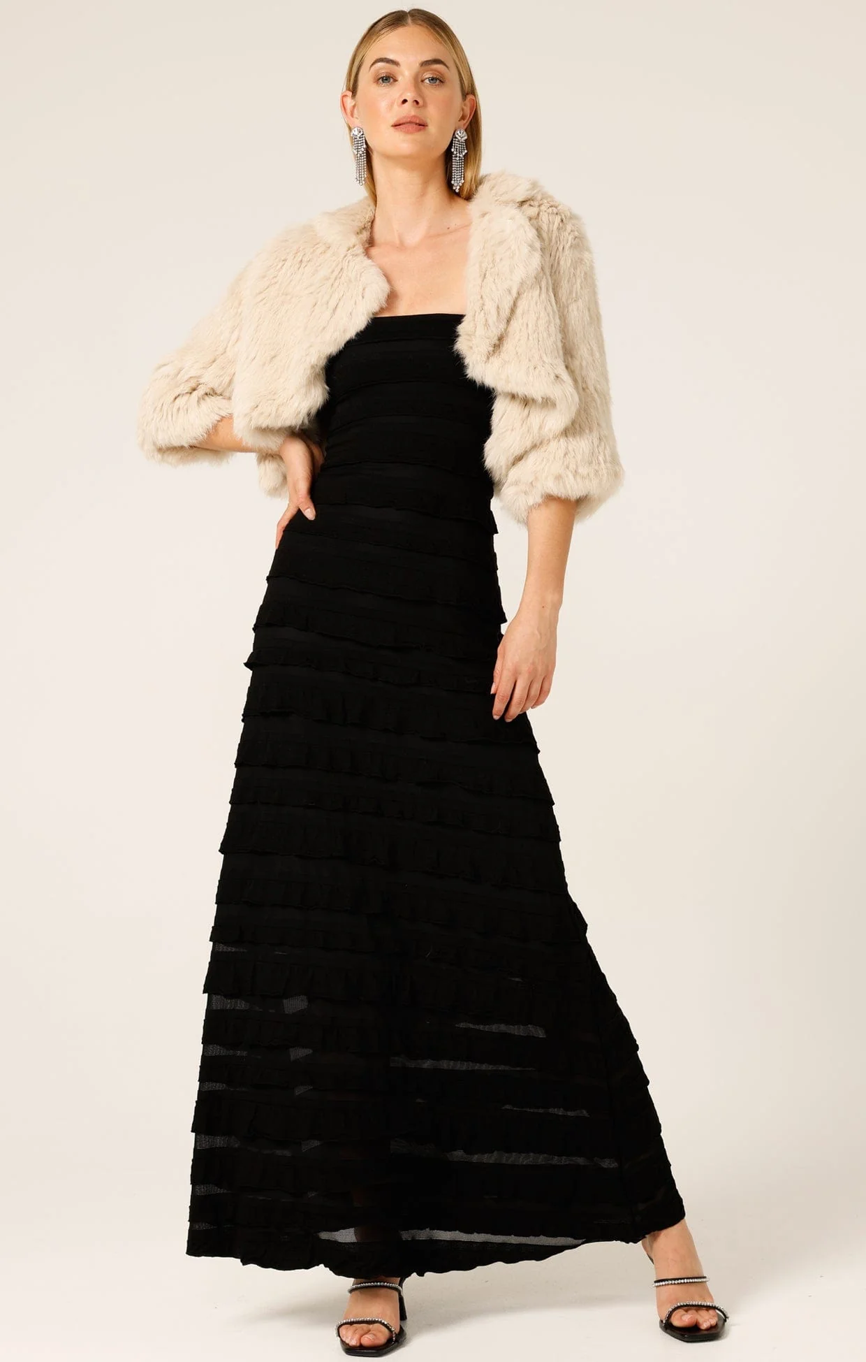 LUXE FUR BOLERO IN OATMEAL - Image 3