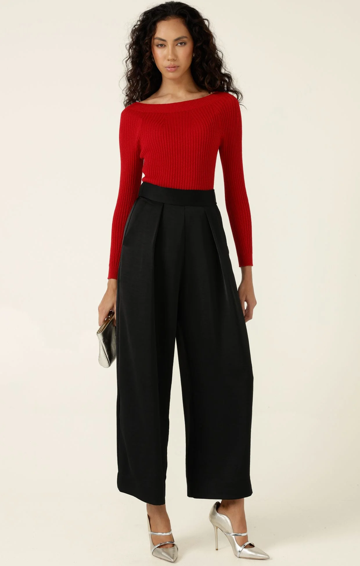 LUXE PLEATED TROUSER IN BLACK - Image 7