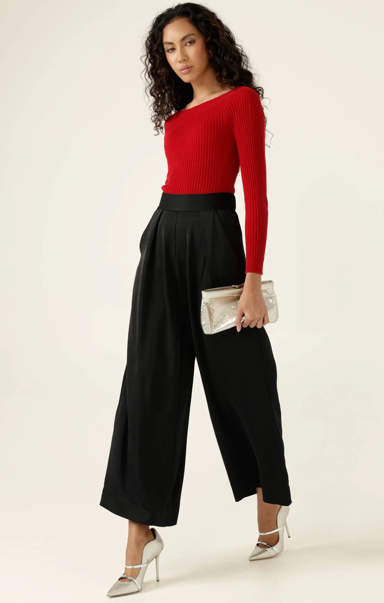 LUXE PLEATED TROUSER IN BLACK - Image 8
