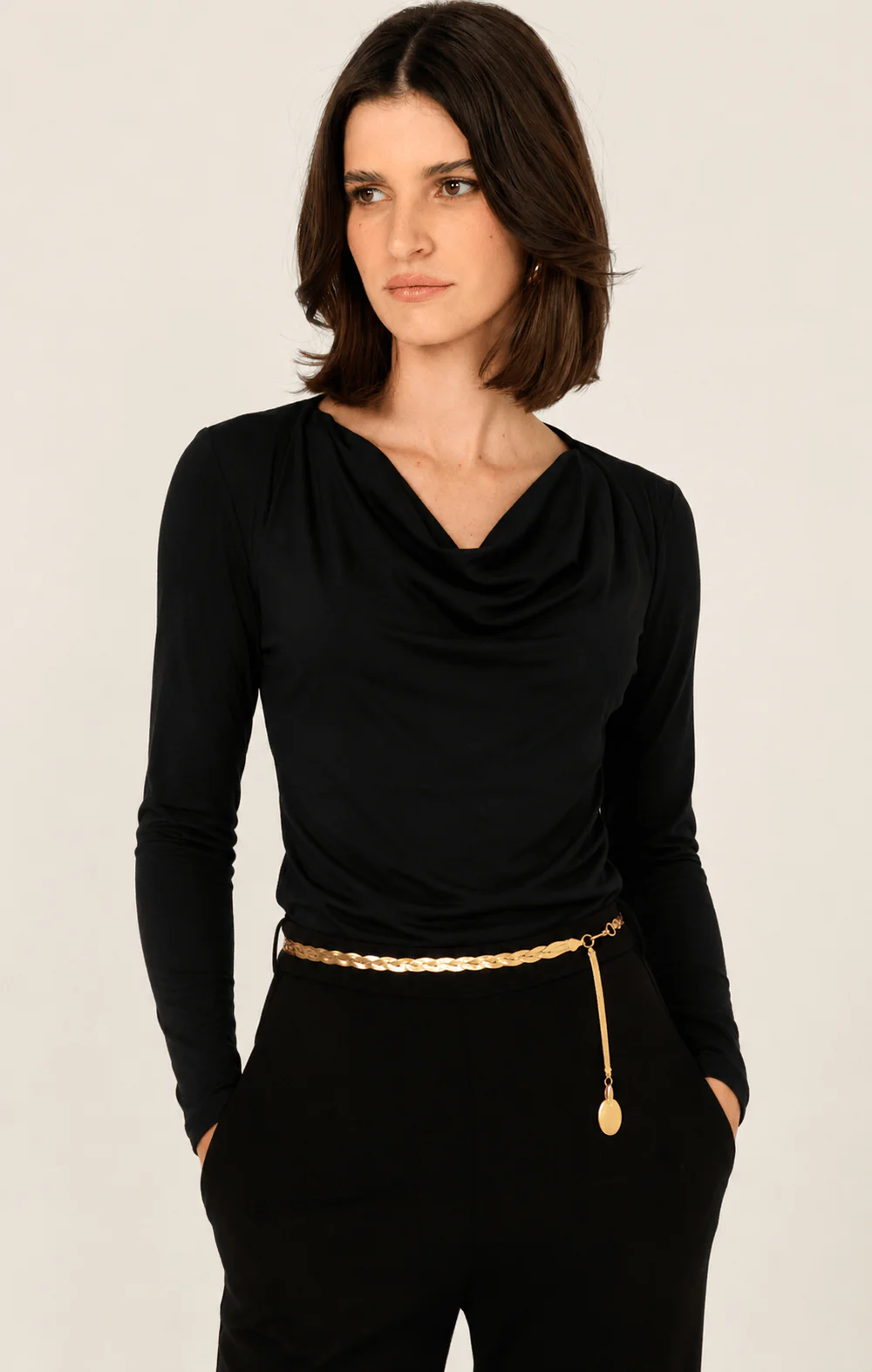 MILDA COWL TOP IN BLACK