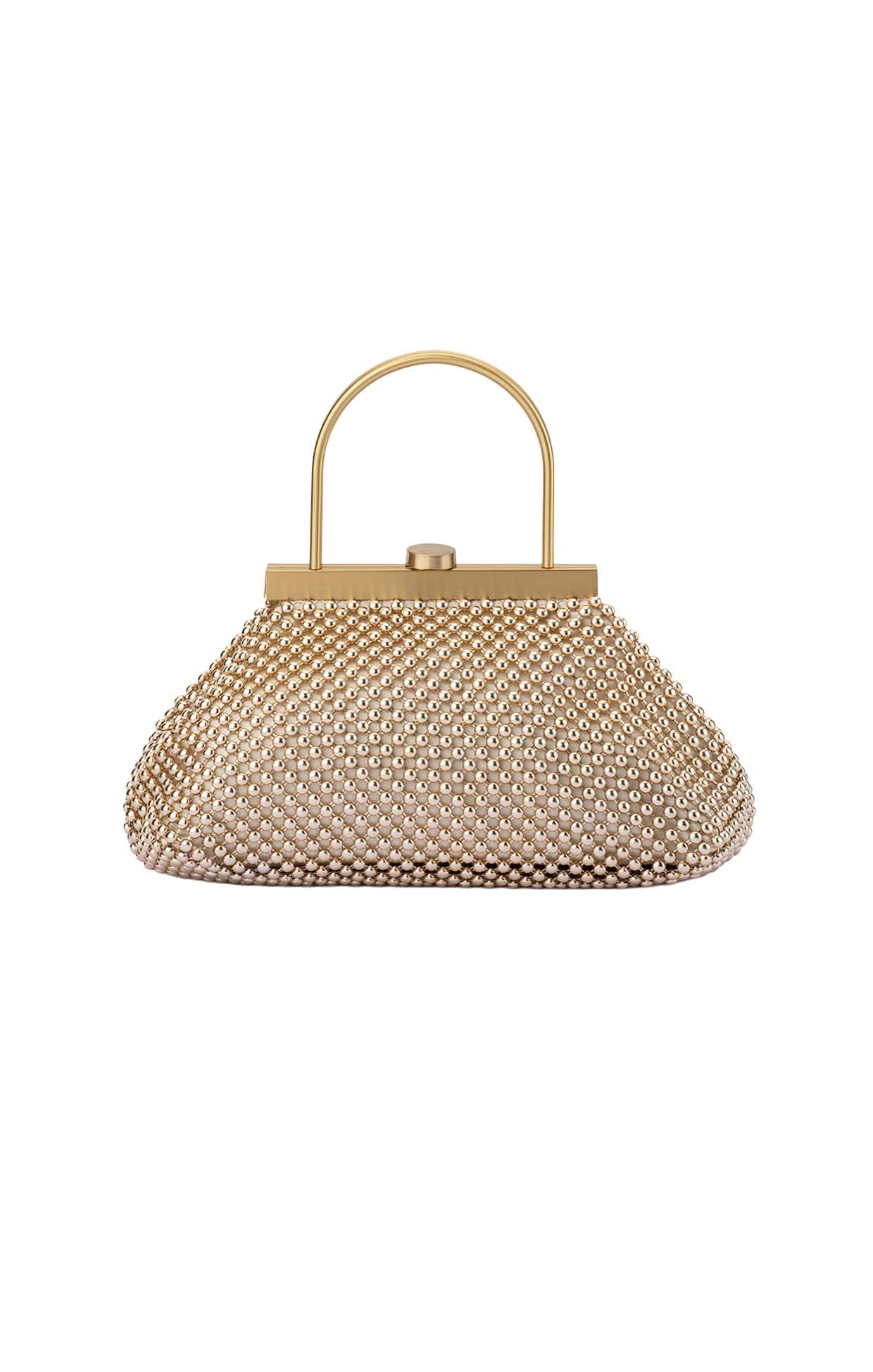 MIMI BALL MESH FRAME BAG IN GOLD