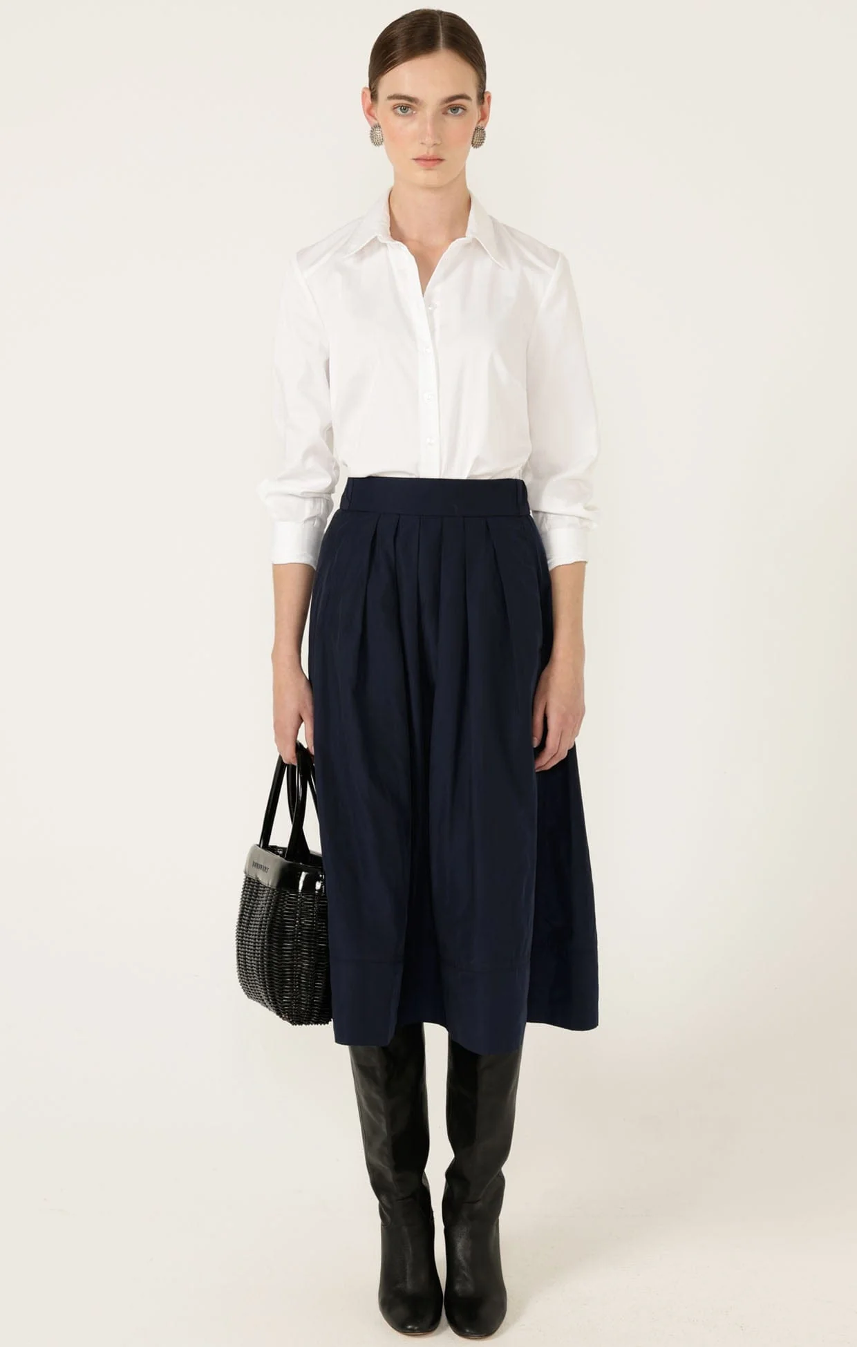 PLEATED A-LINE SKIRT IN NAVY - Image 2