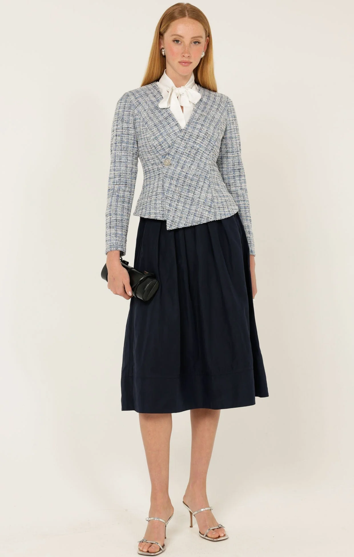 PLEATED A-LINE SKIRT IN NAVY - Image 5
