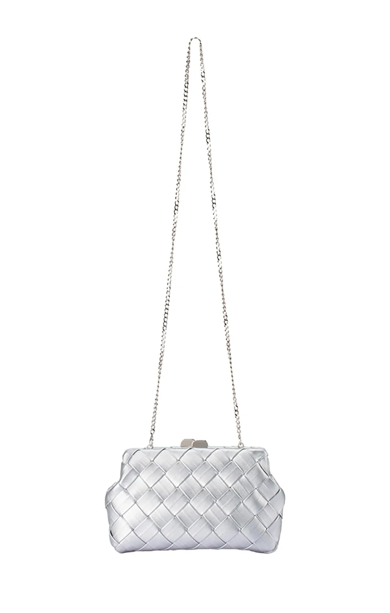 QUINN WOVEN CLUTCH IN SILVER - Image 3