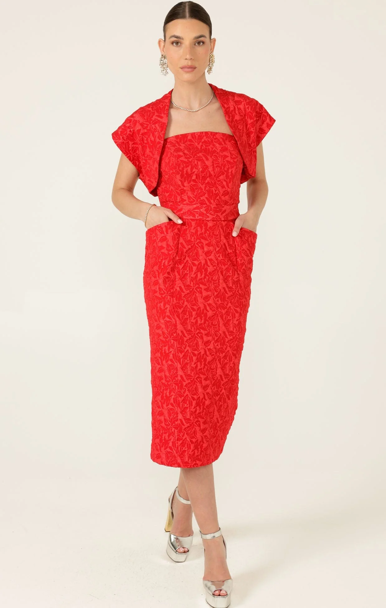 SAMBA DRESS AND BOLERO SET IN RED - Image 3