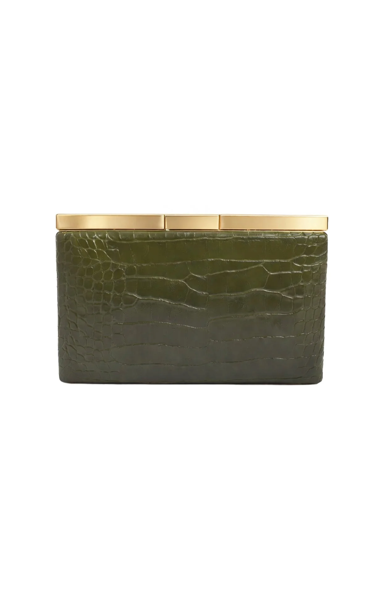 SAVINA CROC STRUCTED CLUTCH BAG  IN OLIVE