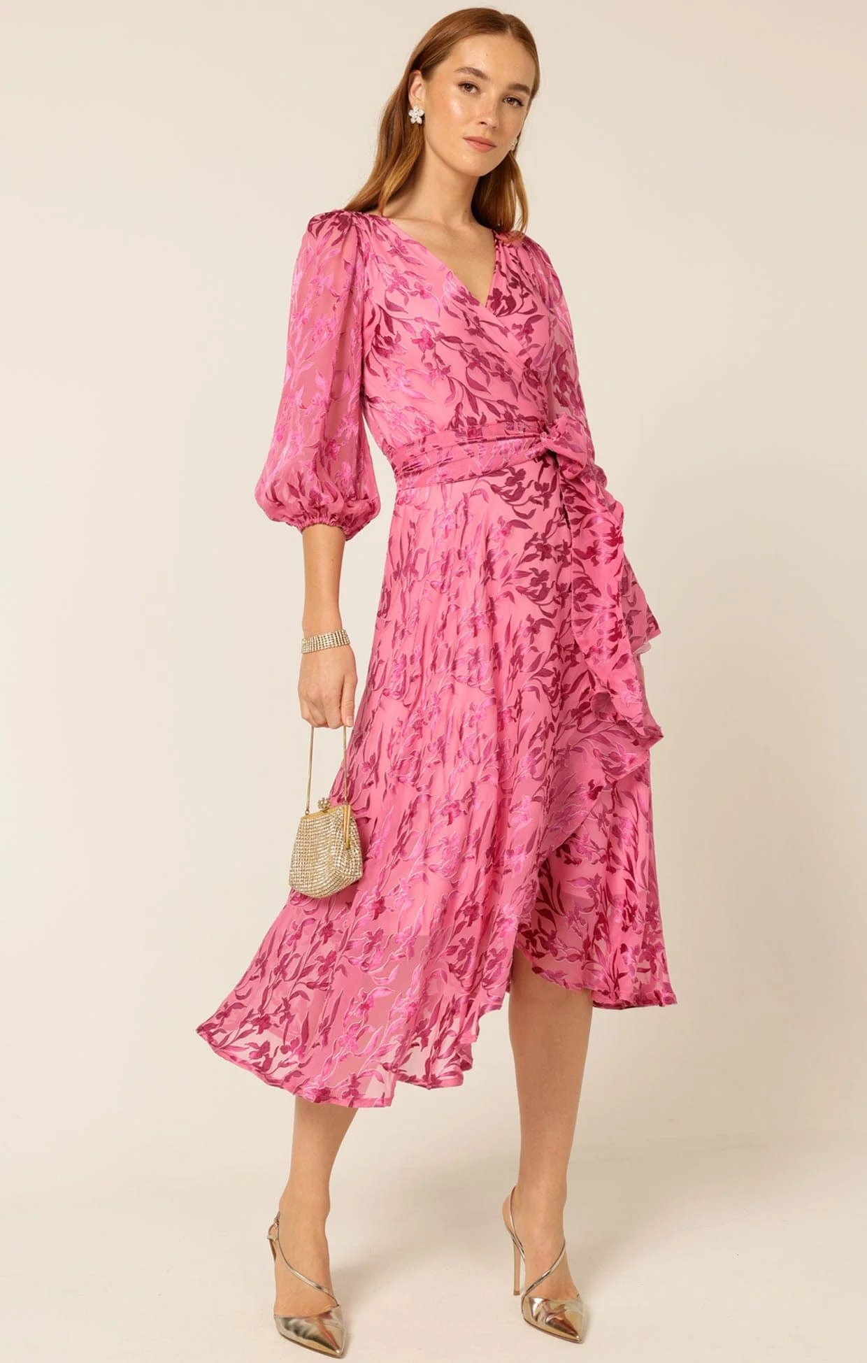 SHERBET BREEZE MIDI WRAP DRESS