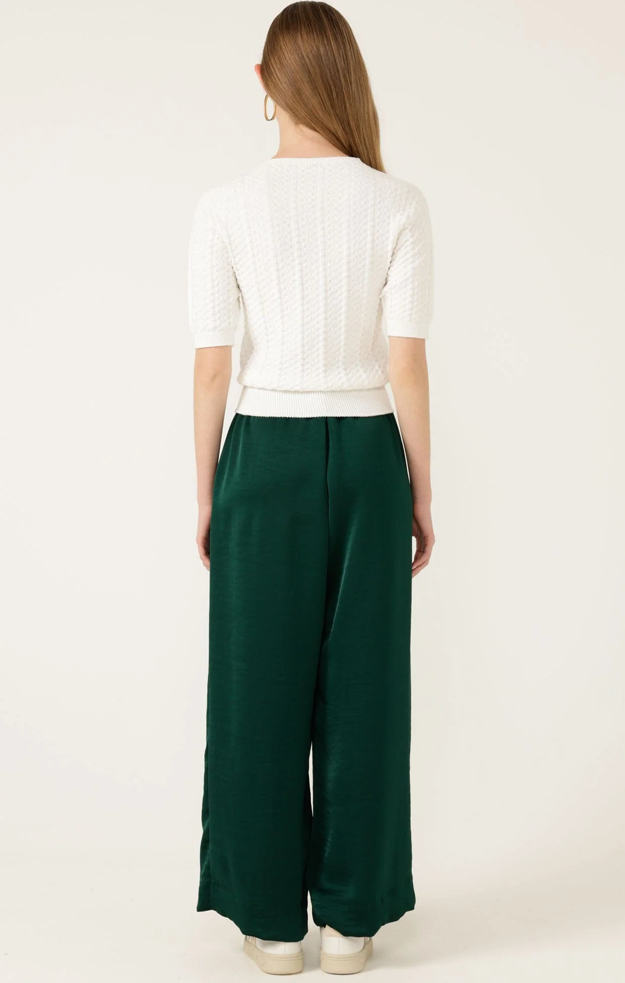 SHORT SLEEVE CHEVRON KNIT TOP IN IVORY - Image 8