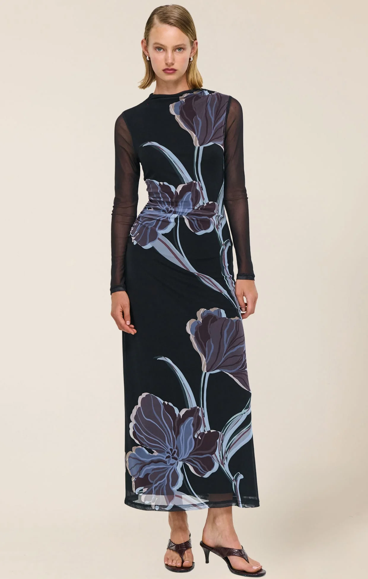 STAS MESH DRESS IN MIDNIGHT FLORAL