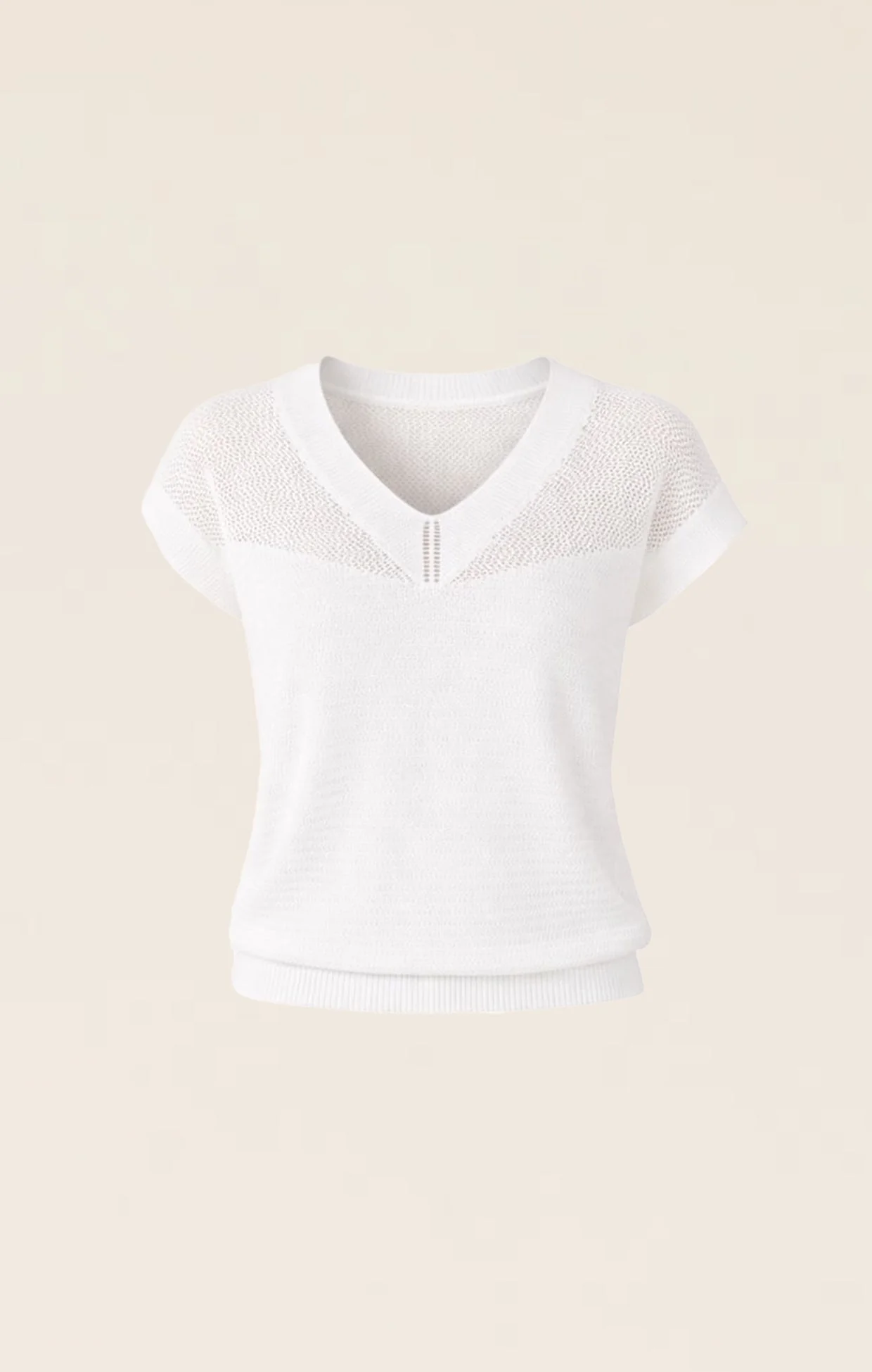 V NECK MESH KNIT TOP IN ICE WATER - Image 8