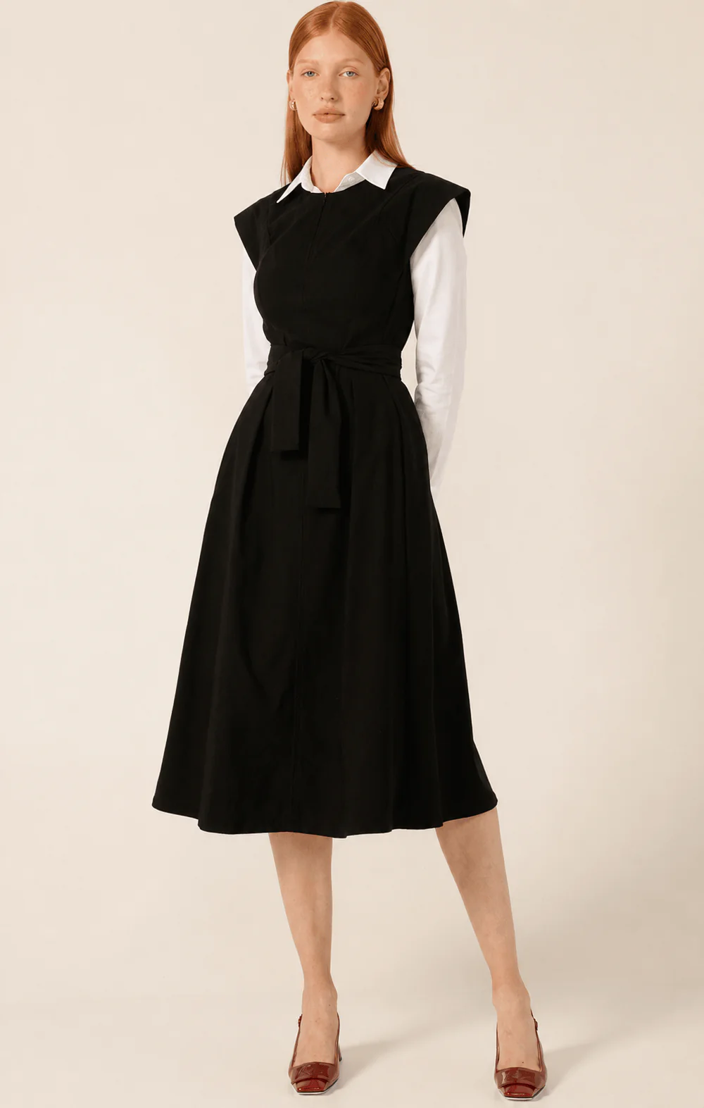 ZIP FRONT FIT AND FLARE DRESS - Image 3