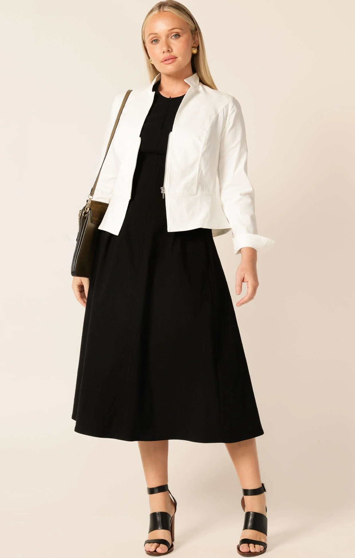 ZIP FRONT FIT AND FLARE DRESS - Image 4