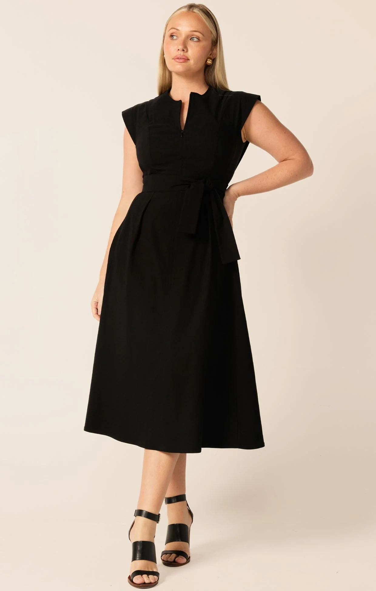 ZIP FRONT FIT AND FLARE DRESS - Image 5