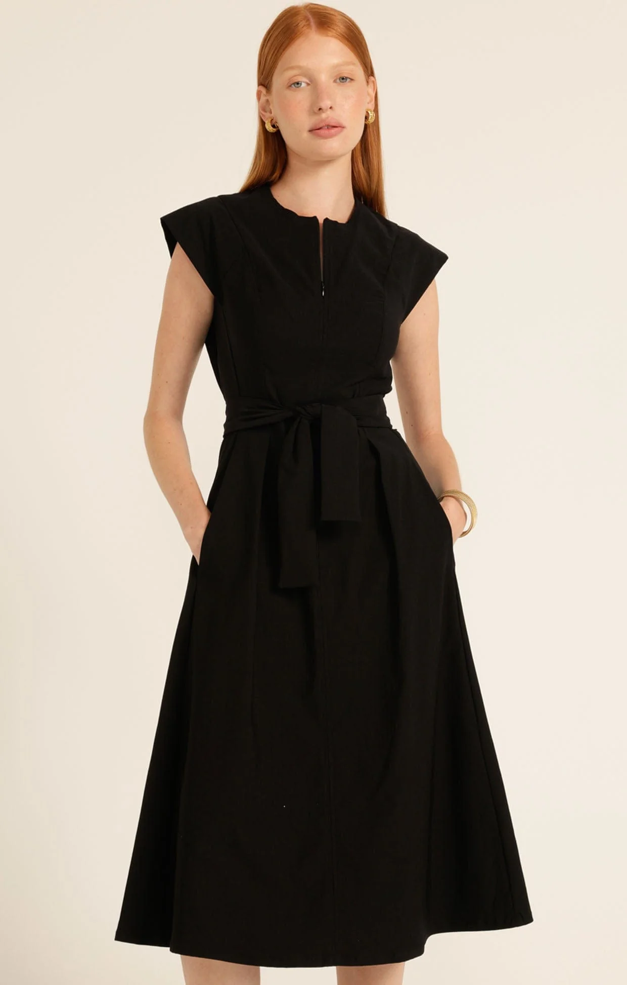 ZIP FRONT FIT AND FLARE DRESS - Image 6